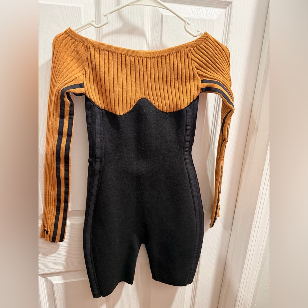 adidas x IVY PARK Ribbed Two-Tone Sweater in Black and Rust - Picture 2 of 4